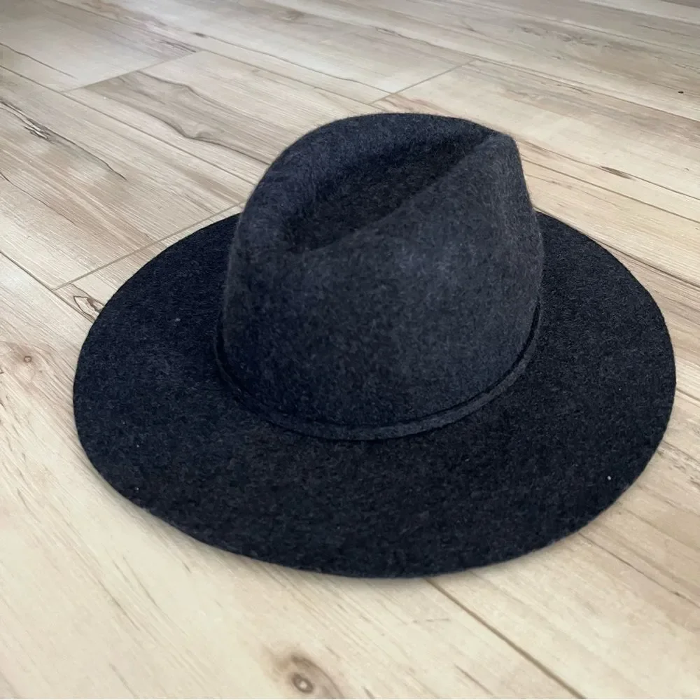 J.Crew Hat Gray Wool Fedora Floppy Brim Boho Classic Style Size S-M